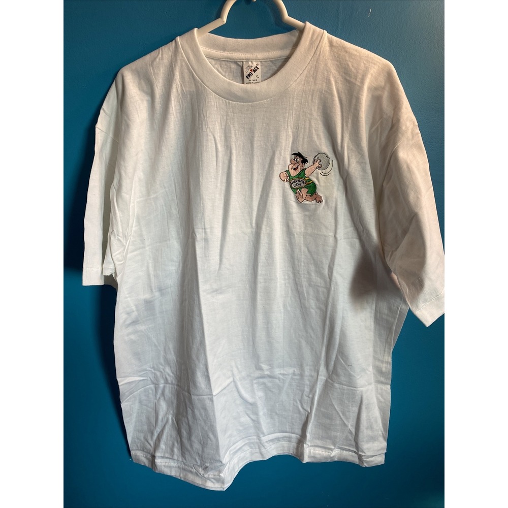 Fred Flintstones Bowling Water Buffalo Lodge T-Shirt Single Stitch XL White Vtg